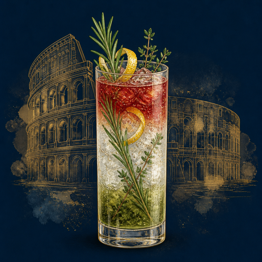 Ilustración carboncillo dorado de Coliseo Romano